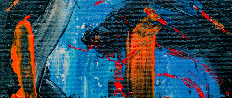 2026 written in big, bold letters with a blue and red abstract painting texture
